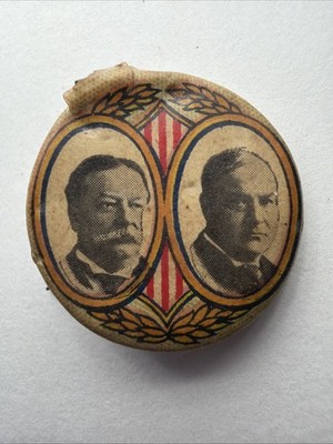 Rare 1912 Campaign Button William Taft and James Sherman Jugate Pin 