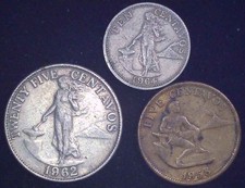 Phillipines - Trio - 25 Centavos (1962), 10 Centavos (1964) & 5 Centavos (1958)