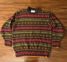 United Colors Of Benetton 100 Cotton Knit Sweater Womens XL Multicolor Striped
