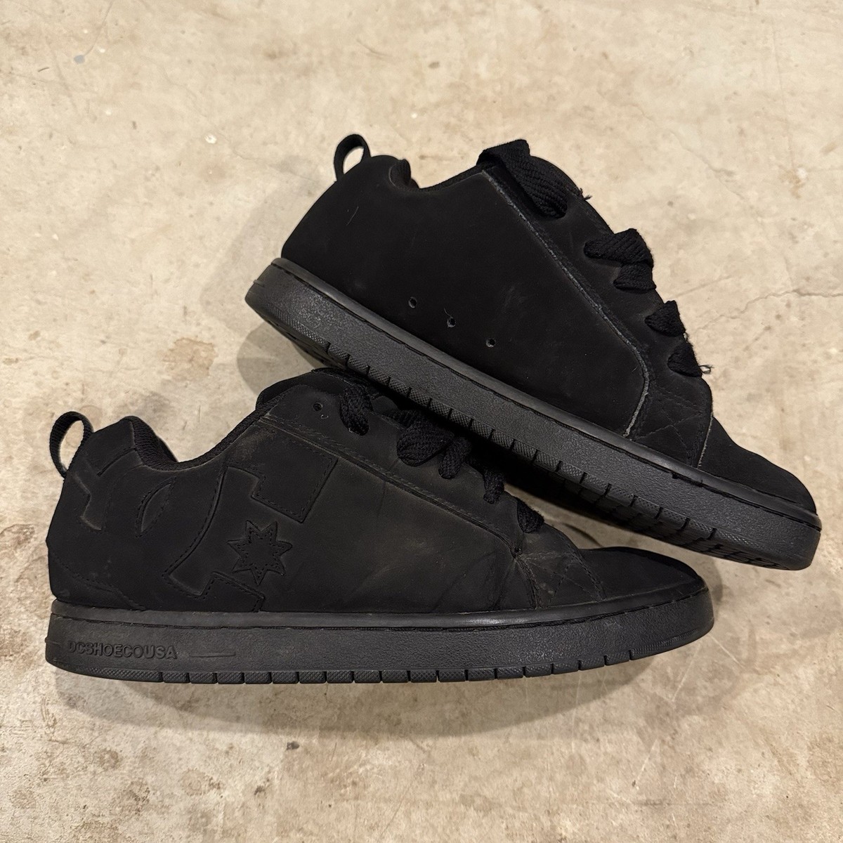Y2K DC Shoes Court Graffik Size Chunky Laces Skate Sneakers All Black  Mens