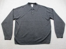 Geoffrey Beene Sweater Mens XL Gray Long Sleeve Collared Pullover Dressy Acrylic