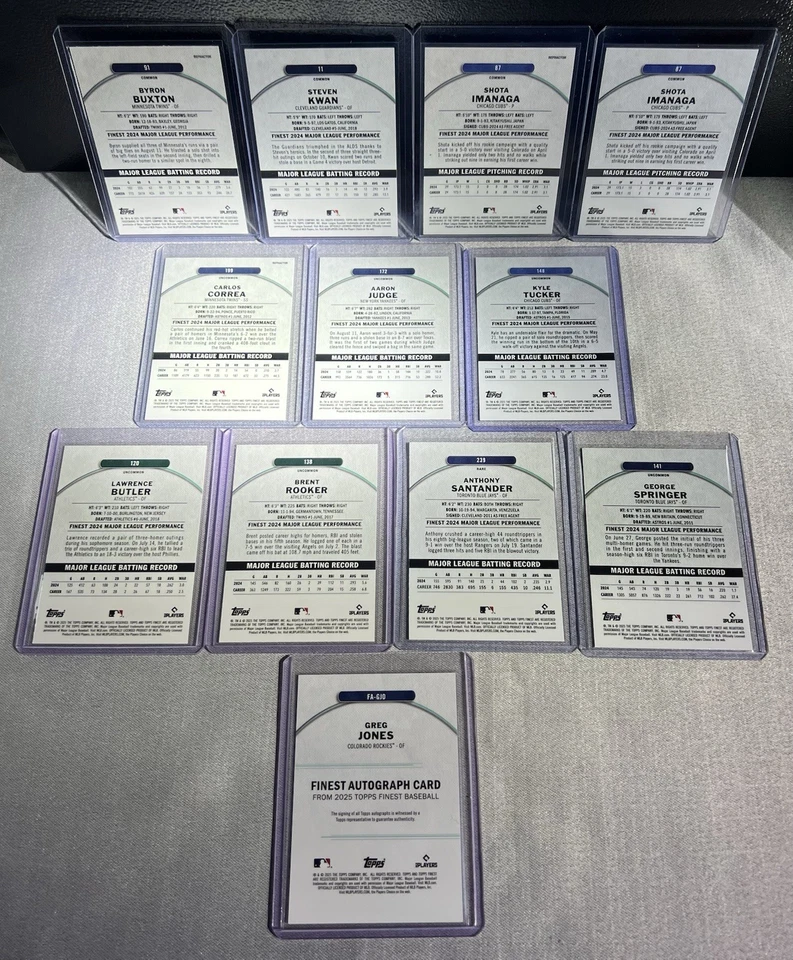 Lote de 42 cartas de béisbol Topps Finest 2025 base + refractor + automático + color #'d Foto 3 de 4