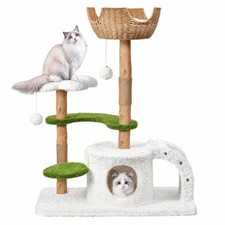 Easyego Modern Cat Tree, 45.6" Aesthetic Wood Cat Tree Tower for Large Cats, Lux