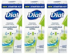 Pack 3 Dial Foaming Hand Wash Concentrated Refill Starter Kit, Aloe Scented