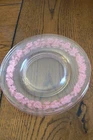 3 Vintage Pyrex Clear Pink Gooseberry Dessert Plates 6 1/8" FREE US SHIP