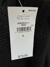Gap 100 Cotton Relaxed Sweater Large Womens Black Crew Neck Pullover New NWT