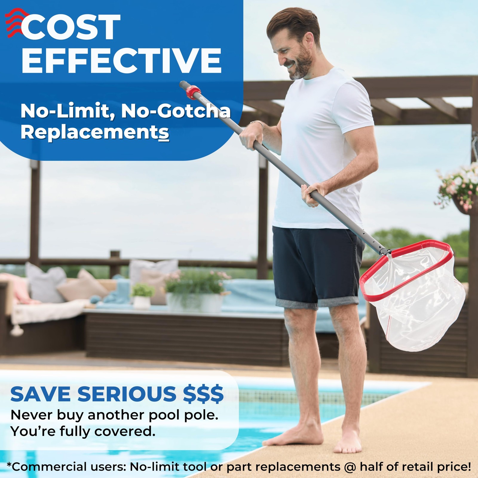 ProTuff 16ft Heavy Duty Telescopic Pool Pole – Unconditional Lifetime Replace...