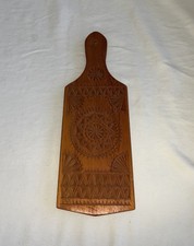 Folk Art Chip Carved Wood Board Gallery Wall - Paddle Cookie Press Kitchen Art