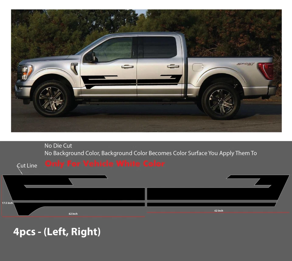 Side Hockey Arrow W/Pin Stripe Vinyl Decal Graphics Stripes Fits Ford F150 09-20 - Image 2 of 4