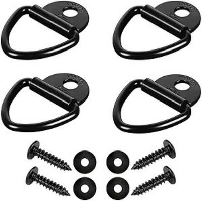 Cargo Tie-Down Anchors, 4PCS 2'' Black Steel V-Ring Bolt On Trailer Cargo Rope Bo