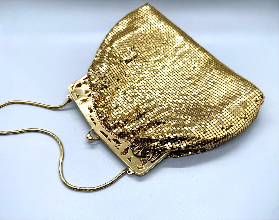 Vintage MCM Whiting & Davis Gold Metal Mesh Evening Bag Purse - Image 3 of 4