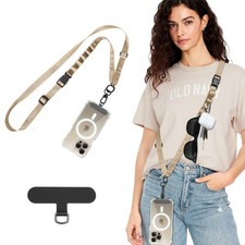 TiMOVO Phone Lanyard Crossbody, Adjustable Anti Theft Strap for 140cm, Khaki