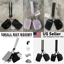 Lulemon Style Key Bag Wallet Buckle Bag Dual Pouch Wristlet Black/Gold