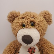 First  Main Tender Teddy Tan Brown Heart Patch Bear 12  Fuzzy Bean Plush
