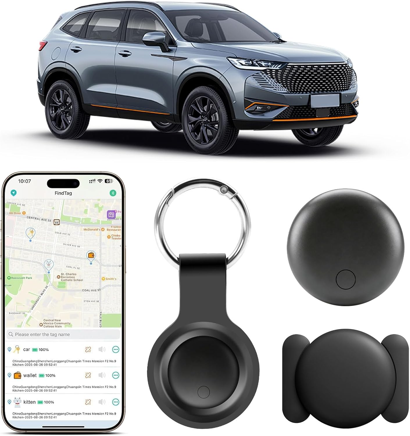 GPS Tracker Car with Built-In App for Ios & Android, Mini Car Tracker with Globa