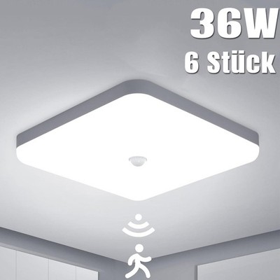 6x 36W LED Deckenlampe mit Bewegungsmelder Sensor Deckenleuchte Flurlampe Lampe