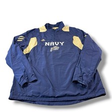VTG Adidas Climaproof Navy Midshipmen 1/4 Zip Pullover Coaches Jacket Mens 2XL