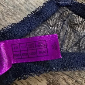 L'Agent by Agent Provocateur Bra Womens 36DD Navy Blue Excellent Sheer Mesh Lace