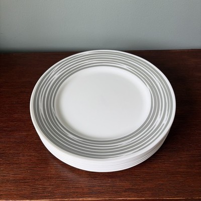 Corelle Stroke Of Color Silver Platinum Grey Set Of 11 Dinner Plates 10 3/4''