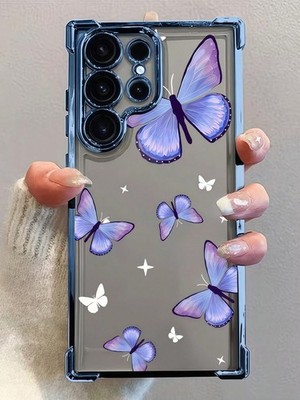 Blue Butterfly Shockproof Phone Case For Samsung Galaxy S26 S25 S24 S23 A55 A54