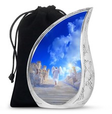 White Angel Burial Large Urn For Ashes Adult Father Mother 10 Inch