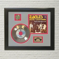 Eagles Hotel California Framed Picture Sleeve Gold 45 Record Display M4
