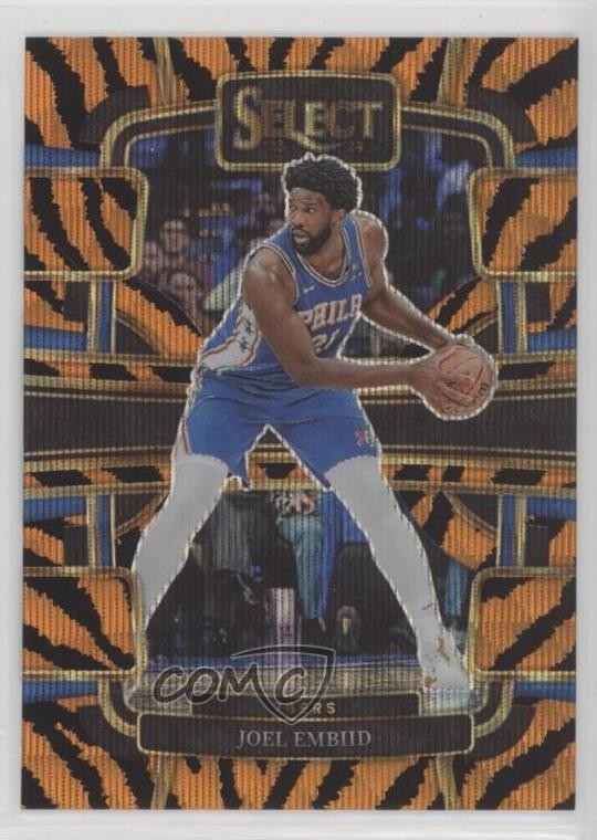 2023-24 Panini Select Concourse Tiger Stripes Prizm Joel Embiid #4