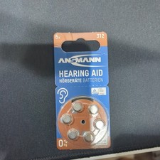 Ansmann Hearing Aid Batteries [Pack of 6] Size 312 Brown Zinc Air Hearing-Aid
