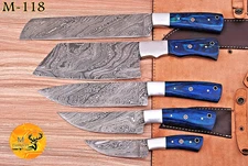 CUSTOM HAND MADE FORGED DAMASCUS STEEL CHEF KNIFE SET KITCHEN KNIVES M 118