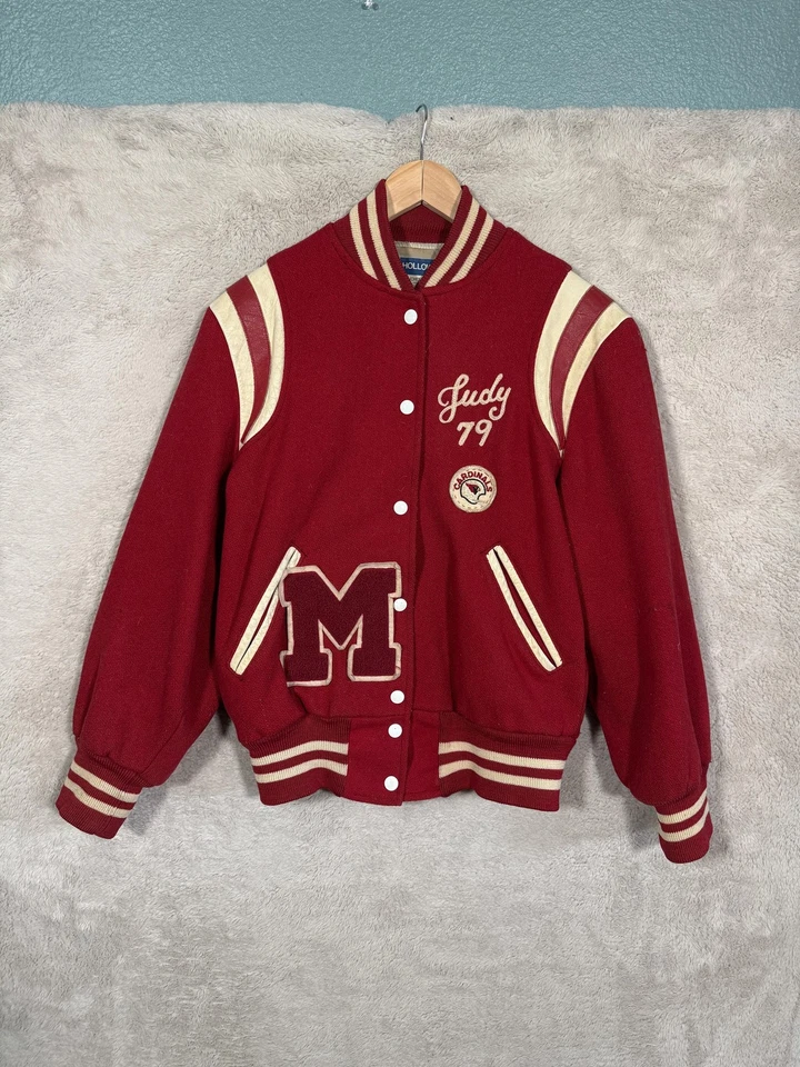 Vintage Holloway Jacket Womens Medium Varsity Letterman Chenille M Made USA 70s - Image 2 of 4