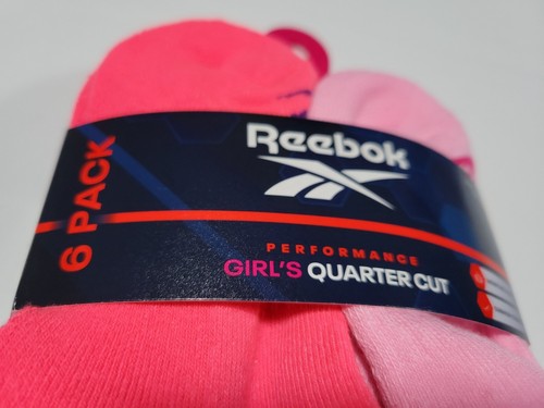 Reebok Girls Cushioned Quarter Performance Multi Color 6 Prs Socks SZ 8.5-2 - Picture 6 of 6