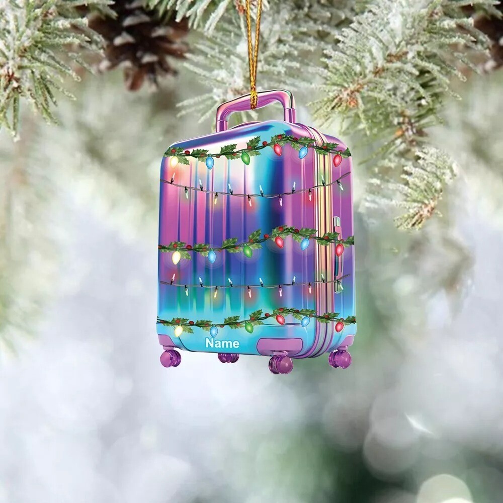 Suitcase Christmas Ornament, Travelling Holiday Ornament, Traveler Ornament Gift-image