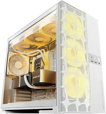 GEO M5 Vent Mesh Mid Tower Case - High Airflow, ARGB Fans, E-ATX/ATX, White