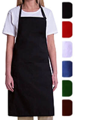 MHF BIB APRON WITH 2 WAIST POCKETS-1 PIECE PACK- COLOR WHITE,BLUE,RED,PINK AND GREEN