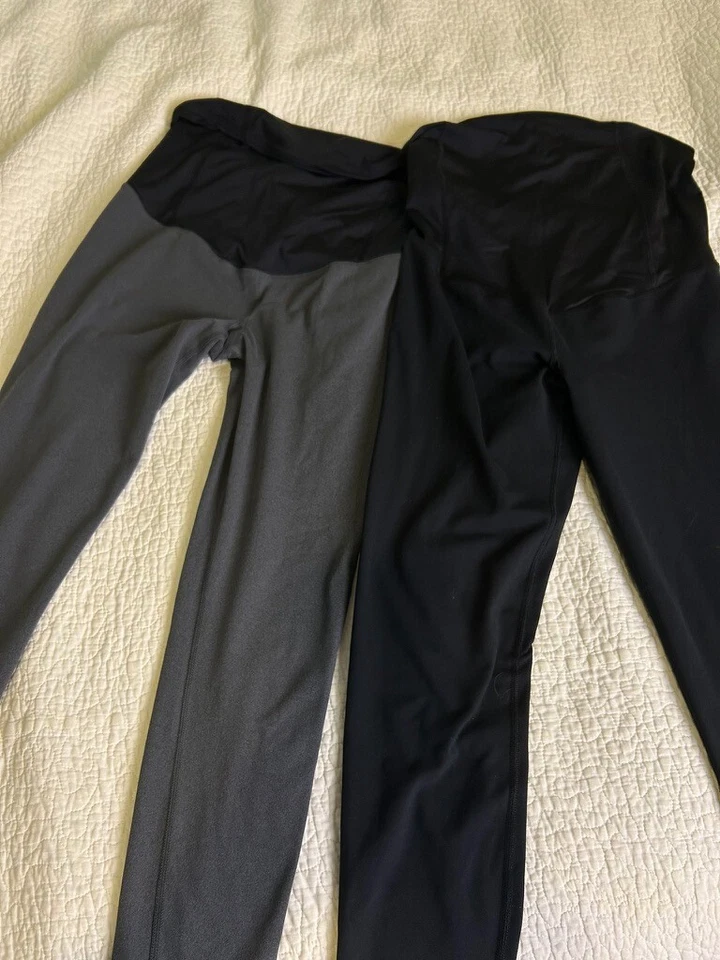 Комплект леггинсов Isabel Maternity Capri 2 размера M темно-серые и черные с ремешком на животе - Изображение 2 из 4