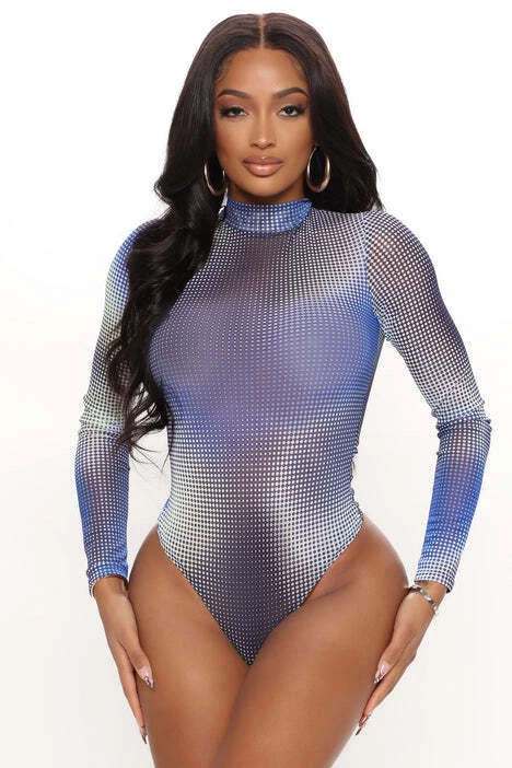 Blue mesh sale bodysuit