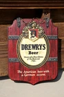Vintage Drewrys Beer Ale Bar Sign plastic medieval castle knight with chain