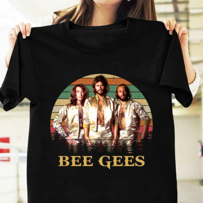 Bee Gees band T-shirt Black Cotton Short Sleeve All Size S-345XL YY85