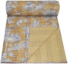 Indian Handmade Kantha Cotton Bedspread Bedcover Blanket Throw Twin Florak Print