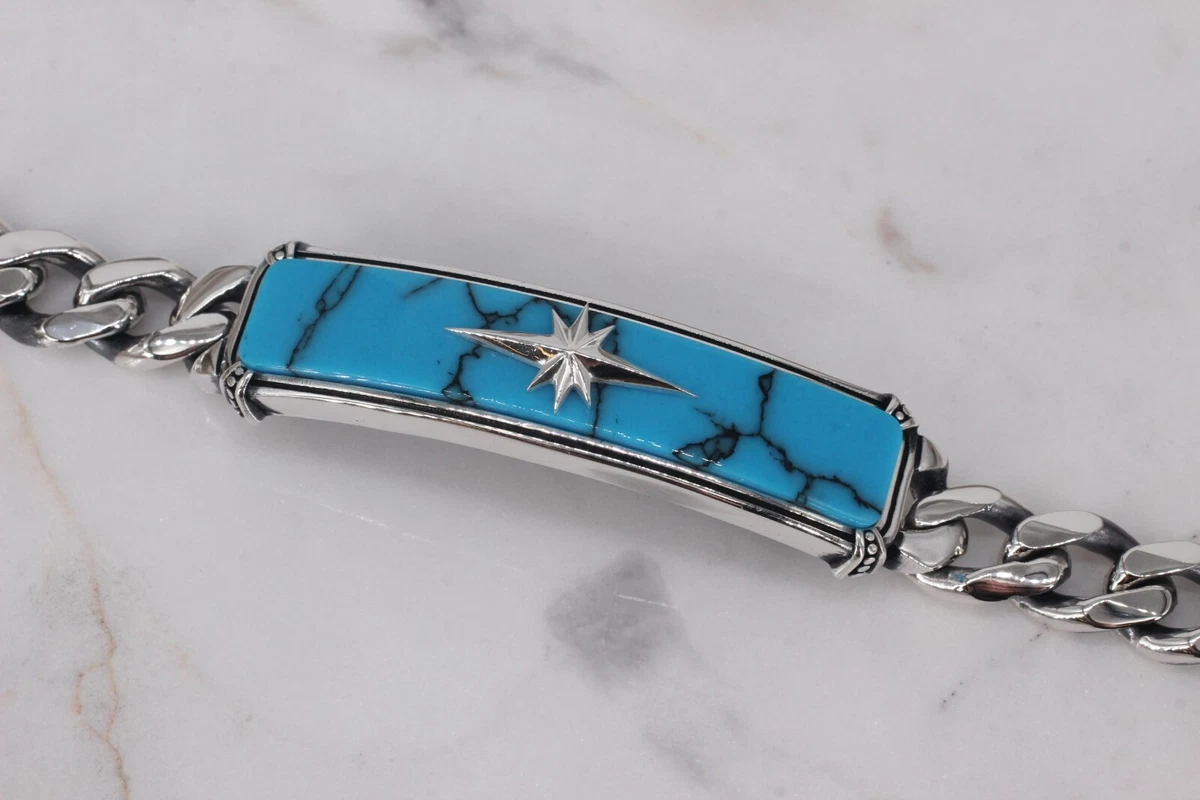 Mens silver hotsell turquoise bracelet