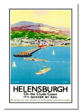 Helensburgh Clyde Coast Railway Old Advert Poster Scotland Beach Sea Pier Photo