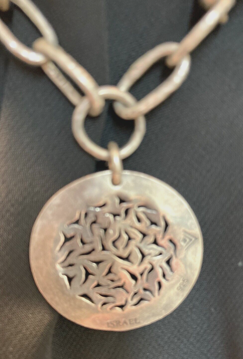 Necklace, S/S & Black Leather w/Filigree Detaiing Pendant, (N1711