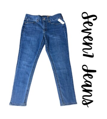 Seven7 Jeans Tummyless Highrise Skinny Jeans Med Wash Size
