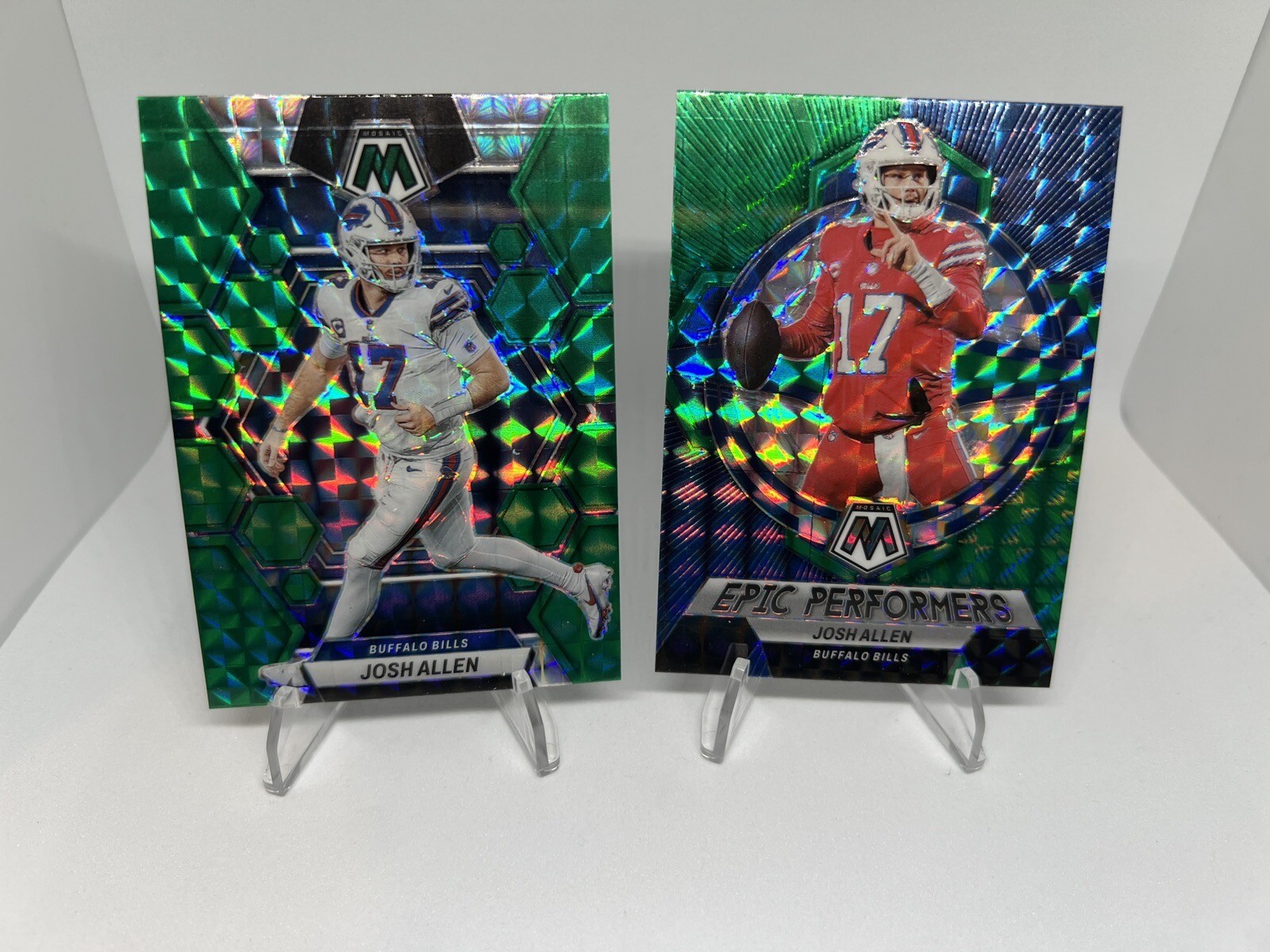 2023 Panini Mosaic Josh Allen Green Mosaic Prizm #21 Buffalo Bills