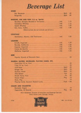 Rock Island Railroad menu original 1970