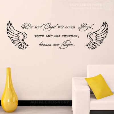 Wir sind Engel 150cm Wandtattoo A22 mit Flügel Wandaufkleber Zitat Sprüche Tatoo