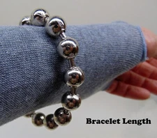 Large BALL CHAIN Chunky Bracelet or Anklet Goth Punk 1/2"  12mm NPS Steel BEADS