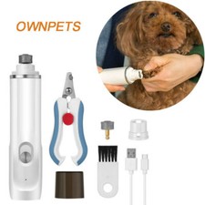 Electric Dog Nail Grinder Pet Cat Bird Trimmer USB Charge Toe Claws Clipper Set