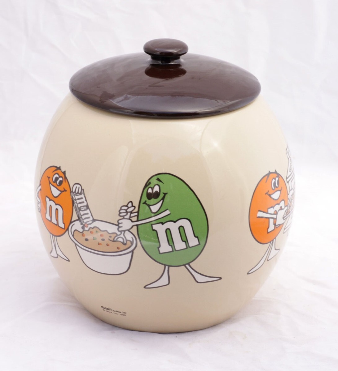 M&M candies Cookie Jar with Lid RARE COLLECTIBLE 1982 M&Ms Mars