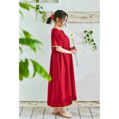 open lace back dress Arrietty Red Summer Dress  Arrietty the Borrower Relax Wear Flower Dr   Kamaji Market